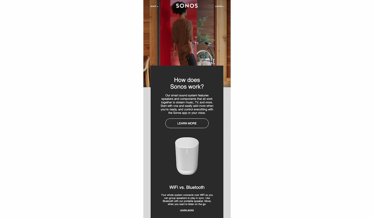 Screenshot of Sonos email.